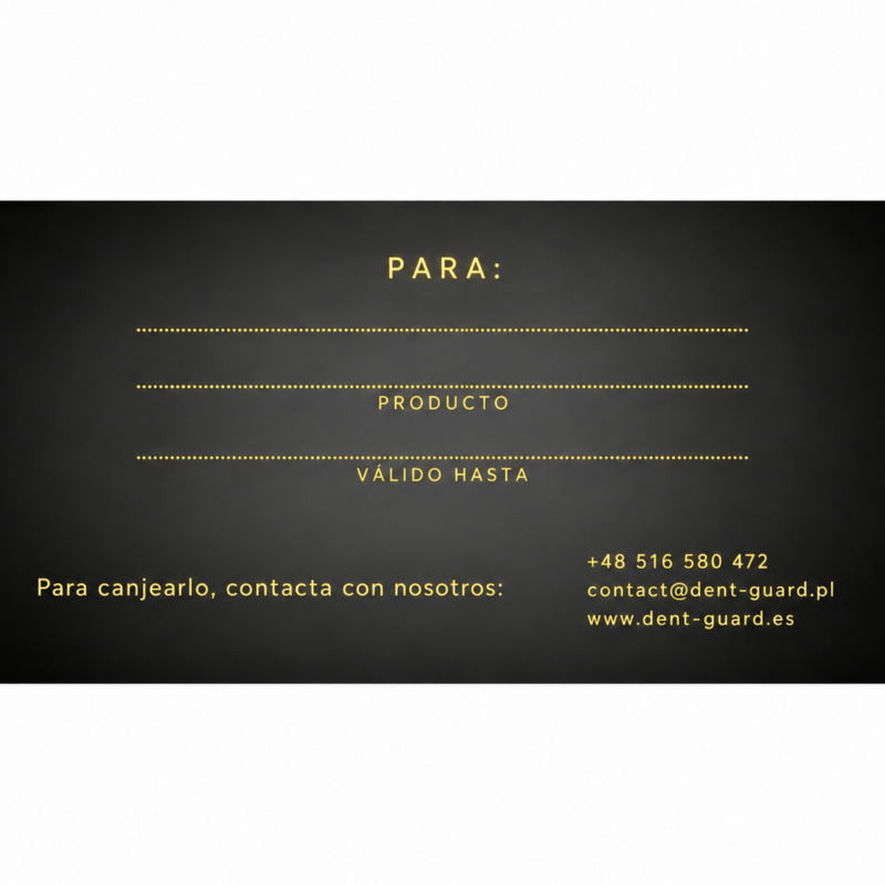 Reverso del vale regalo Dent-Guard con datos de contacto para canjearlo
